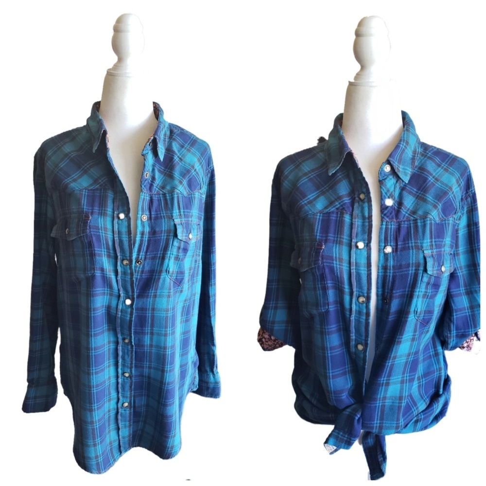 JACHS Girlfriend | Pearl Snap Lightweight Flannel
